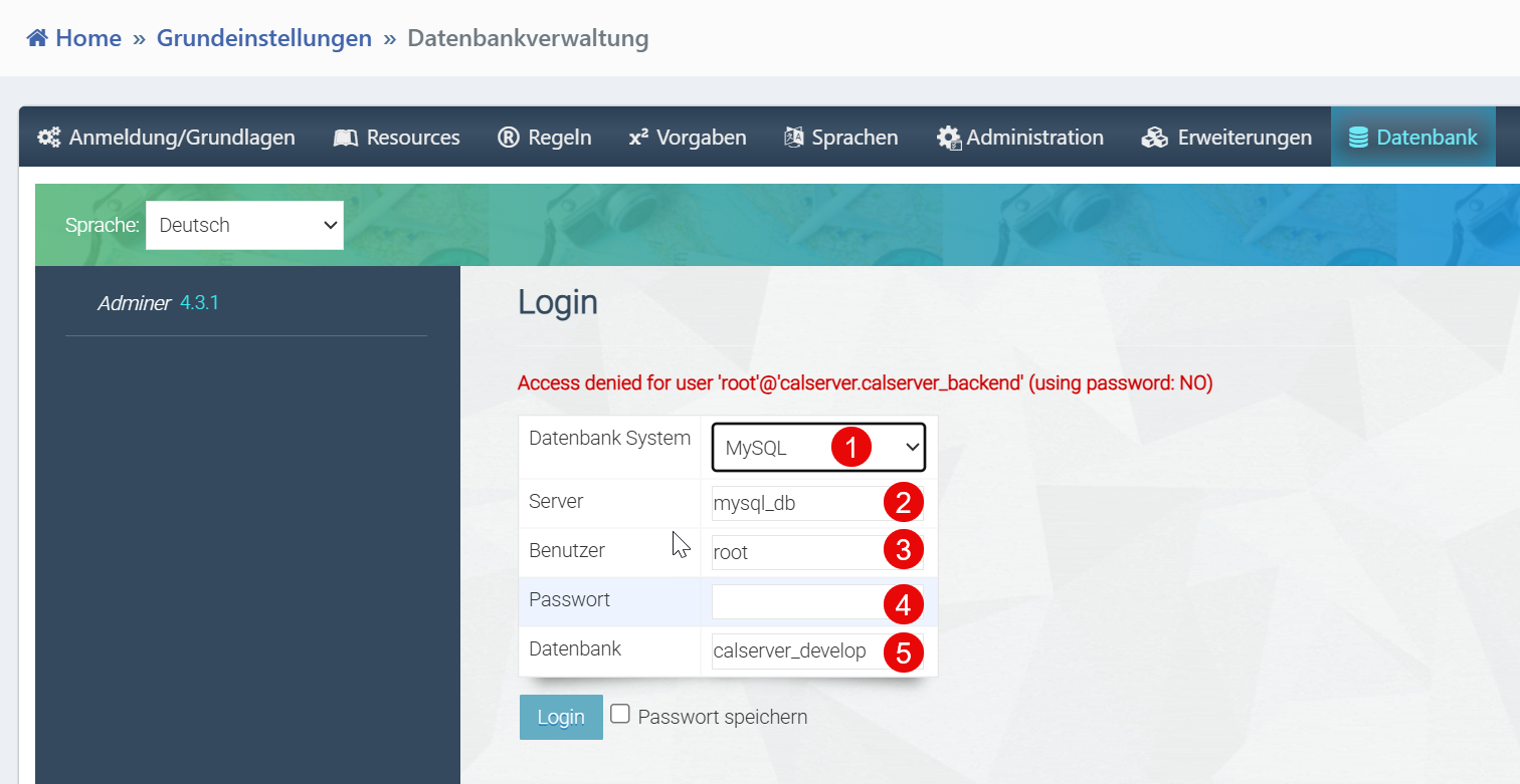 Datenbank-Login